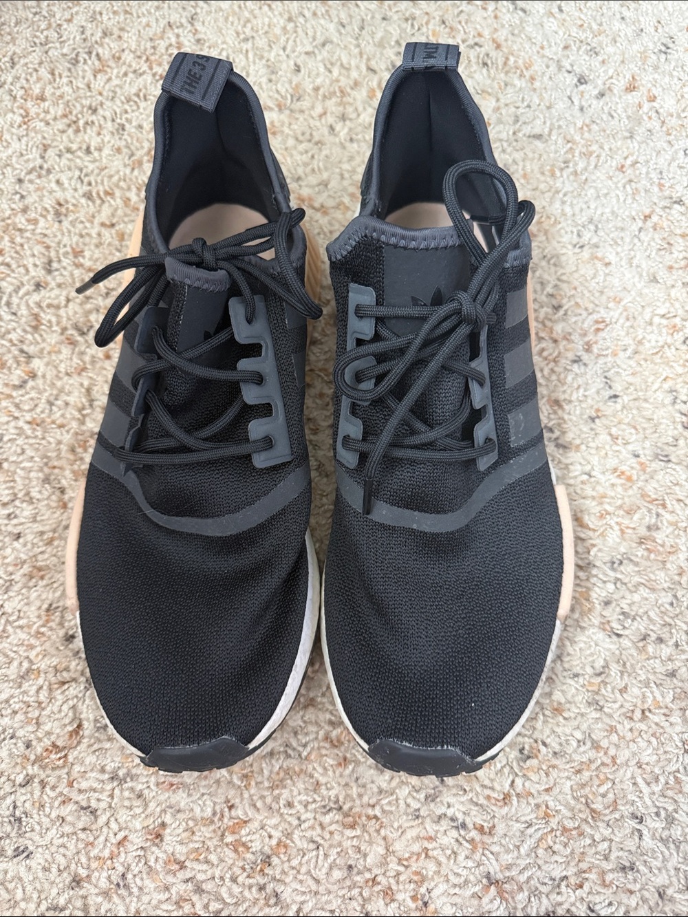 adidas Black Knit Lace-Up Sneakers with Neutral Midsole